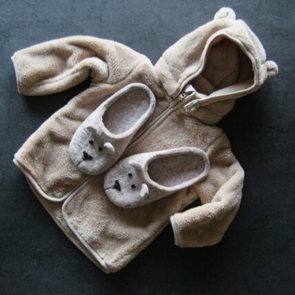 Barefoot veltos šlepetės vaikams Meškiukai 1 Barefoot veltos šlepetės vaikams Meškiukai 1