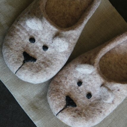 Barefoot veltos šlepetės vaikams Meškiukai 2 Barefoot veltos šlepetės vaikams Meškiukai 2
